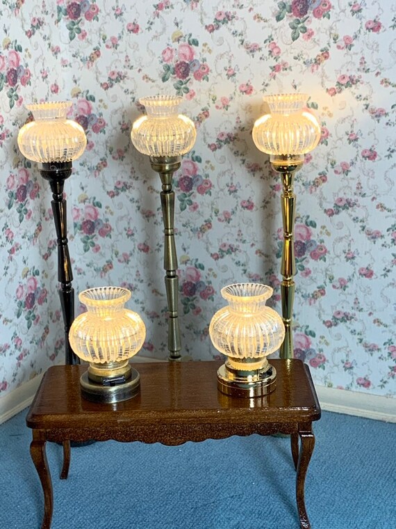 Battery Powered Floor Lamp In A Choice Of An Antique Brass Etsy