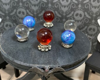 Dollhouse Miniature Crystal Balls for a One Inch Scale Halloween or Haunted Scene