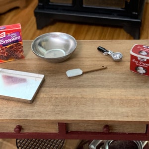 Dollhouse Set of Brownie Mix with a Carton of Ice Cream