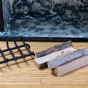 Fireplace Grate with Real Wood Logs for a Dollhouse in One Inch Scale