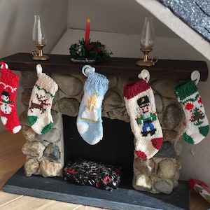 Exquisite Hand Knit Christmas Stockings in One Inch Scale for Your Dollhouse