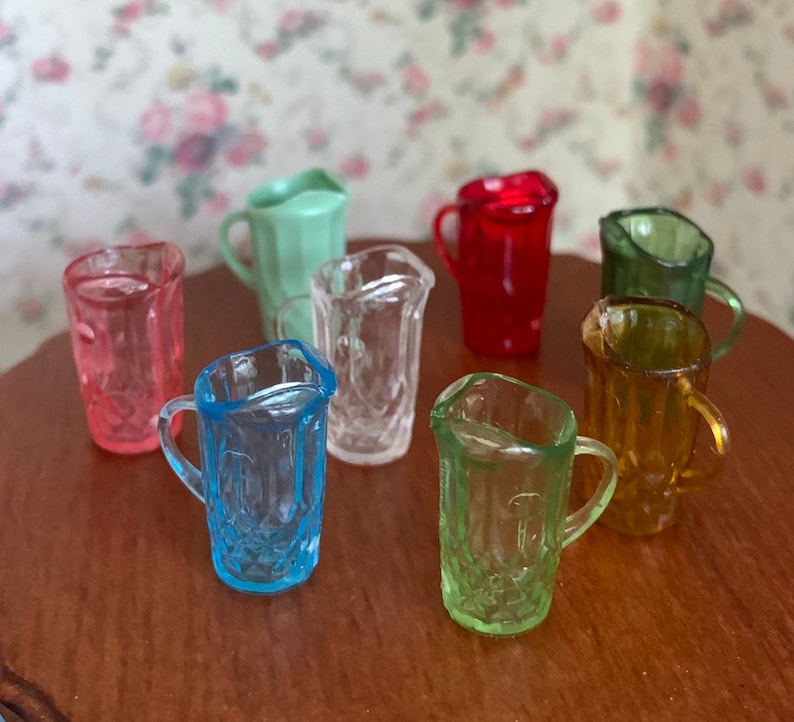 Light Blue Miniature Dollhouse Chrysnbon Pitcher and 4 glasses