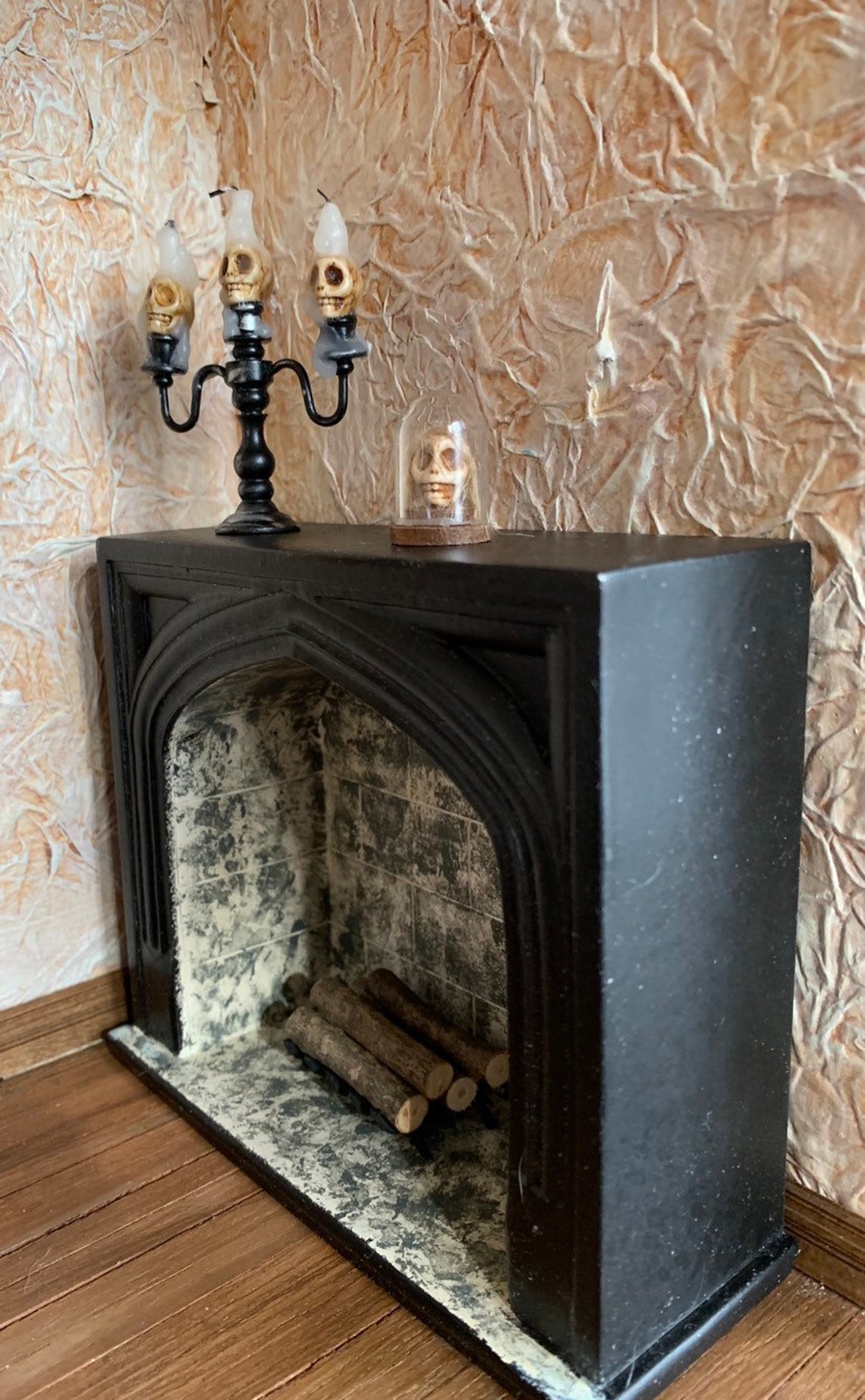 Chimenea gótica negra para usar en una casa de muñecas a | Etsy