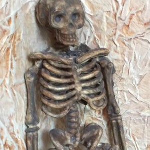 Articulated Aged Miniature Skeletons in One Inch Scale for a Halloween Dollhouse, Graveyard, or Dungeon.
