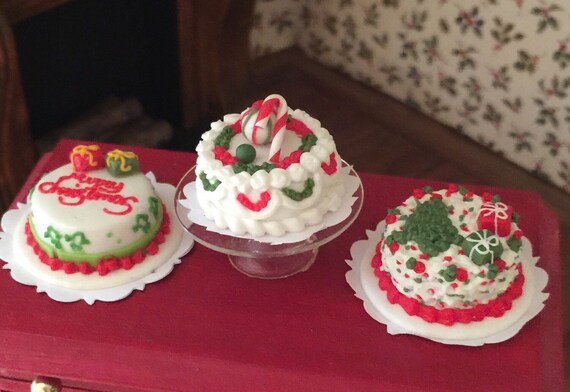 Choice Of Three Different Decorated Christmas Cakes In One Etsy