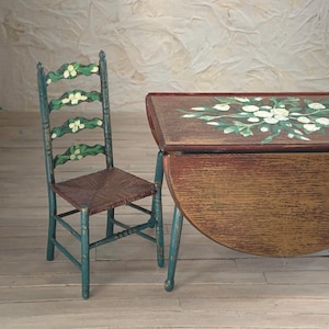 Handcrafted and Hand Painted Table and Chairs For a One Inch Scale Dollhouse Kitchen