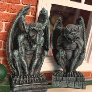 Choice of 2 Different Gargoyles in One Inch Scale for a Haunted House, Gothic Scene or Cathedral