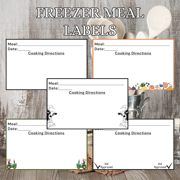 Freezer Meal Labels | Freezer Labels | Meal Prep Labels