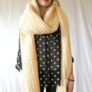 Oversized Chunky Scarf Extra Long  Cream White
