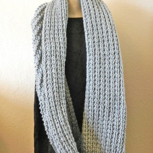 Oversized Long Chunky Knit Infinity Scarf Grey | Etsy