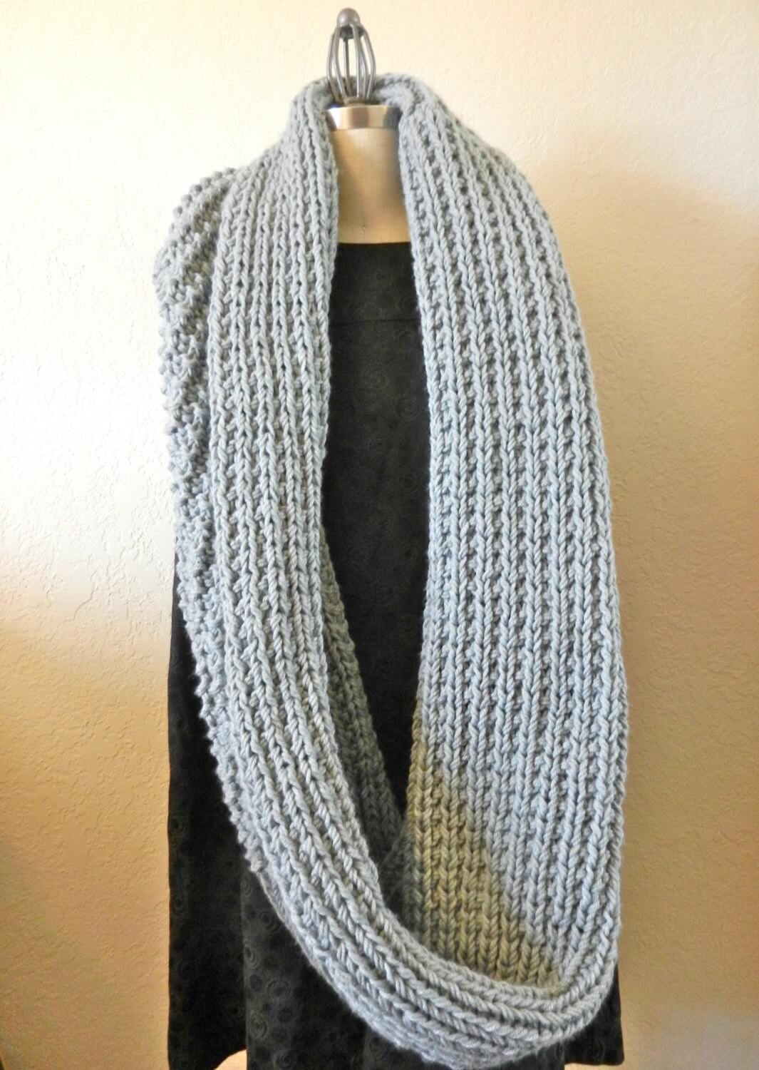 Oversized Long Chunky Knit Infinity Scarf Grey - Etsy