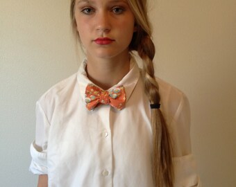 Floral Bow Tie Men/Women Self-Tie Adjustable Coral Print