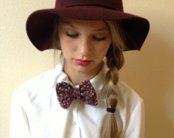 Self-Tie Adjustable Plum Floral Bow Tie Men/Women