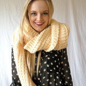 Oversized Chunky Scarf Extra Long  Cream White