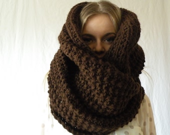 Infinity Scarf Chunky Oversized Long Knit Wrap in Espresso brown Womens Accessory