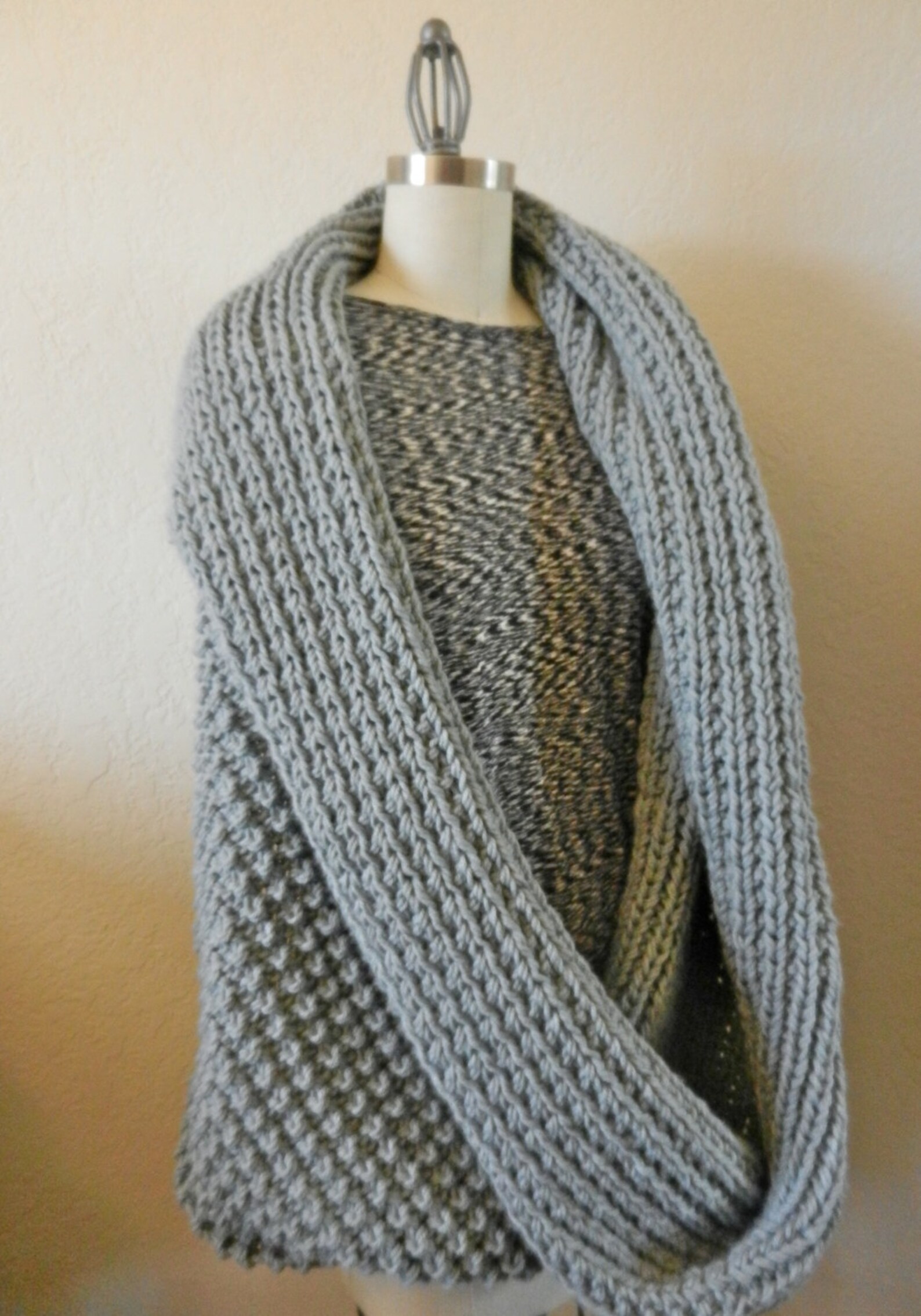 Oversized Long Chunky Knit Infinity Scarf Grey - Etsy