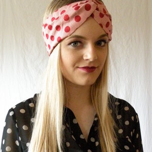 Turban Headband Headwrap Womens Fashion Accessory Hair Band Red Polka Dot