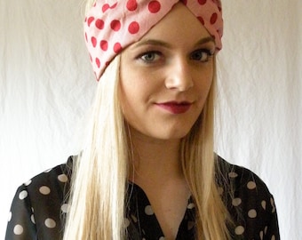 Turban Headband Headwrap Womens Fashion Accessory Hair Band Red Polka Dot