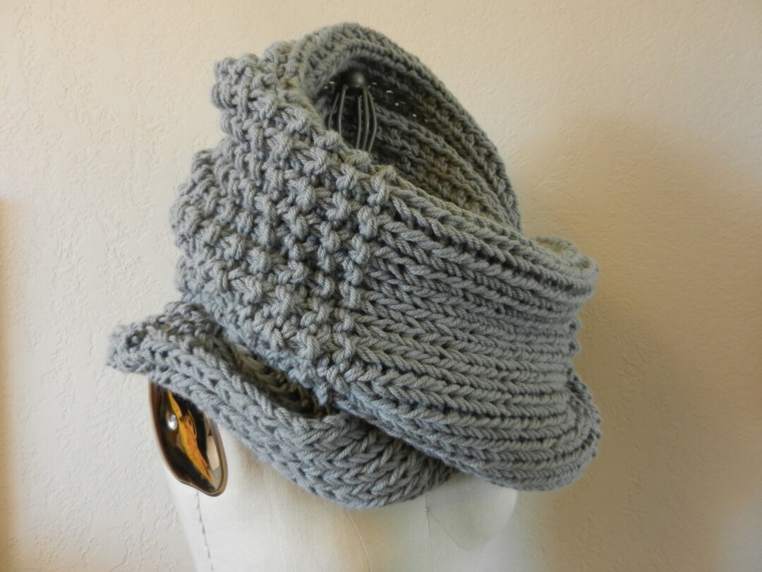 Oversized Long Chunky Knit Infinity Scarf Grey - Etsy