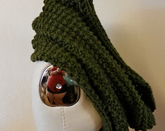 Chunky Knit Large Infinity Circle Scarf Olive Green