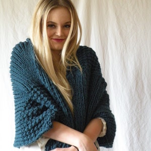 Knit Infinity Snood Scarf Oversized Chunky Denim Blue image 4