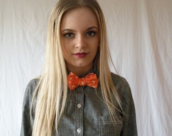 Self-Tie Adjustable Bow Tie Orange with Deer Print Men/Women