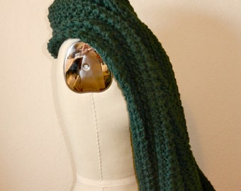 Oversized Long Chunky Knit Infinity Scarf Forest Green