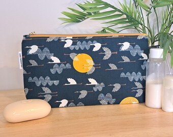 Ruby Star Society Makeup Bag, Navy Stork Design, Handmade