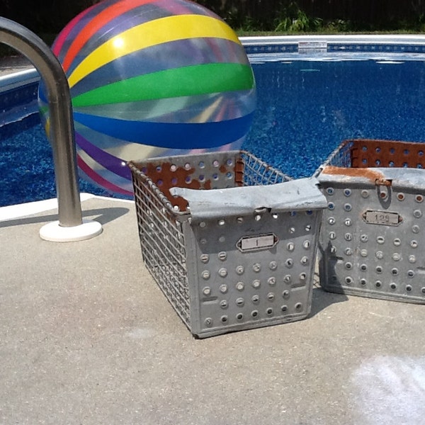Vintage Wire Gym or Pool Baskets - Numbers 1 and 28