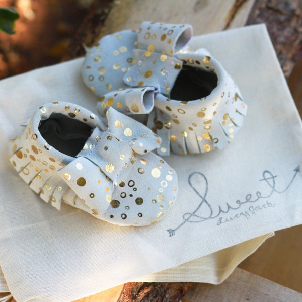 Baby Moccasin Moccs Moccasins Leather Bow Girl Boy Shoes Booties Booty Gold White Infant Newborn Toddler