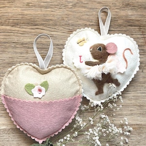 Felt Tooth Fairy Heart Cushion: Personalized Mouse or Bunny Pocket