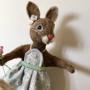 Mother rabbit wool sculpture needle felted bunny rabbit