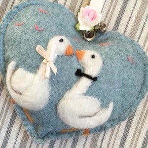 Personalized Wedding Heart | Needle Felted Animals in love | Congratulations Felt Heart decoration -