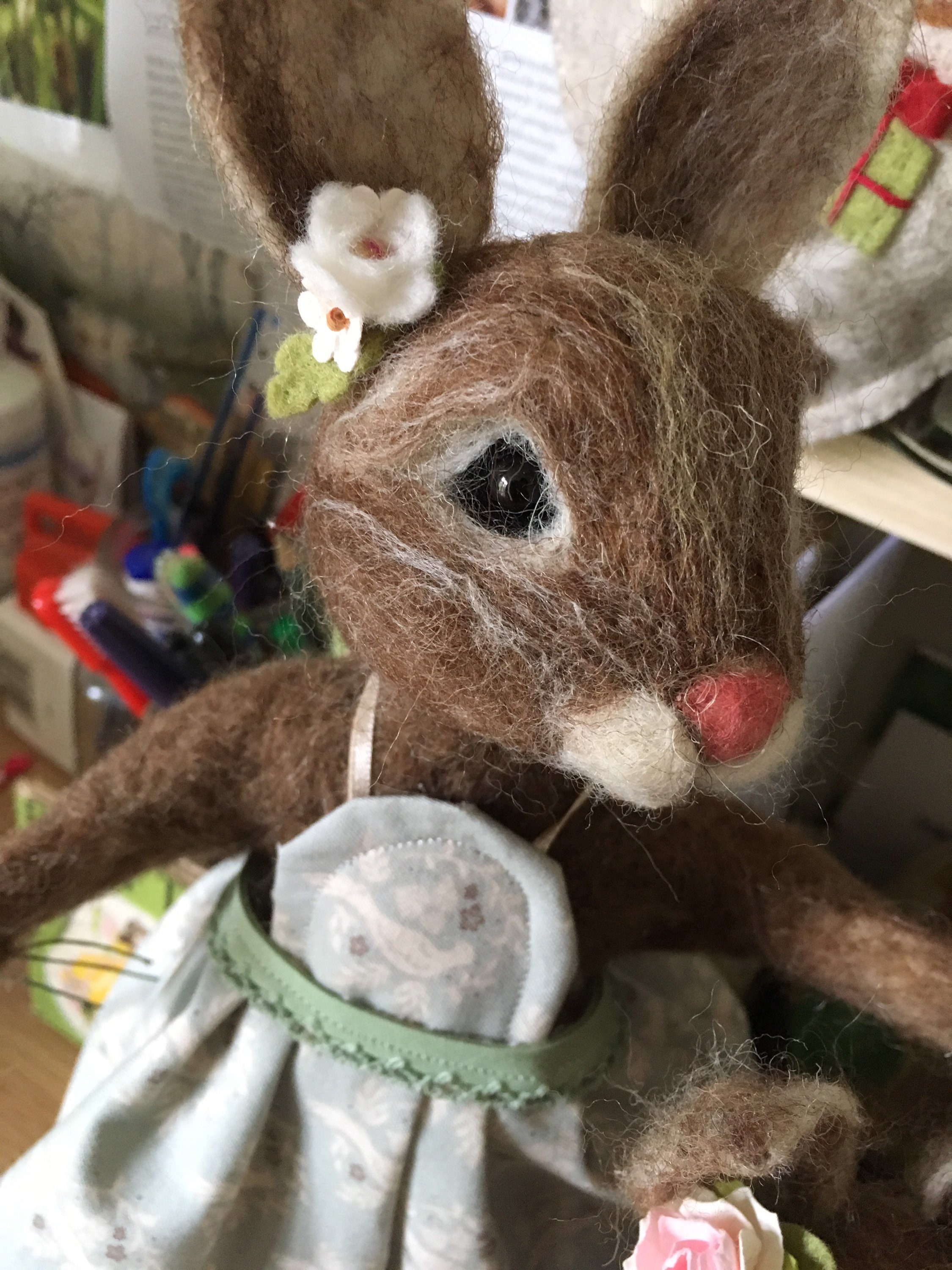 Mother Rabbit Wool Sculpture Needle Felted Bunny Rabbit - Etsy