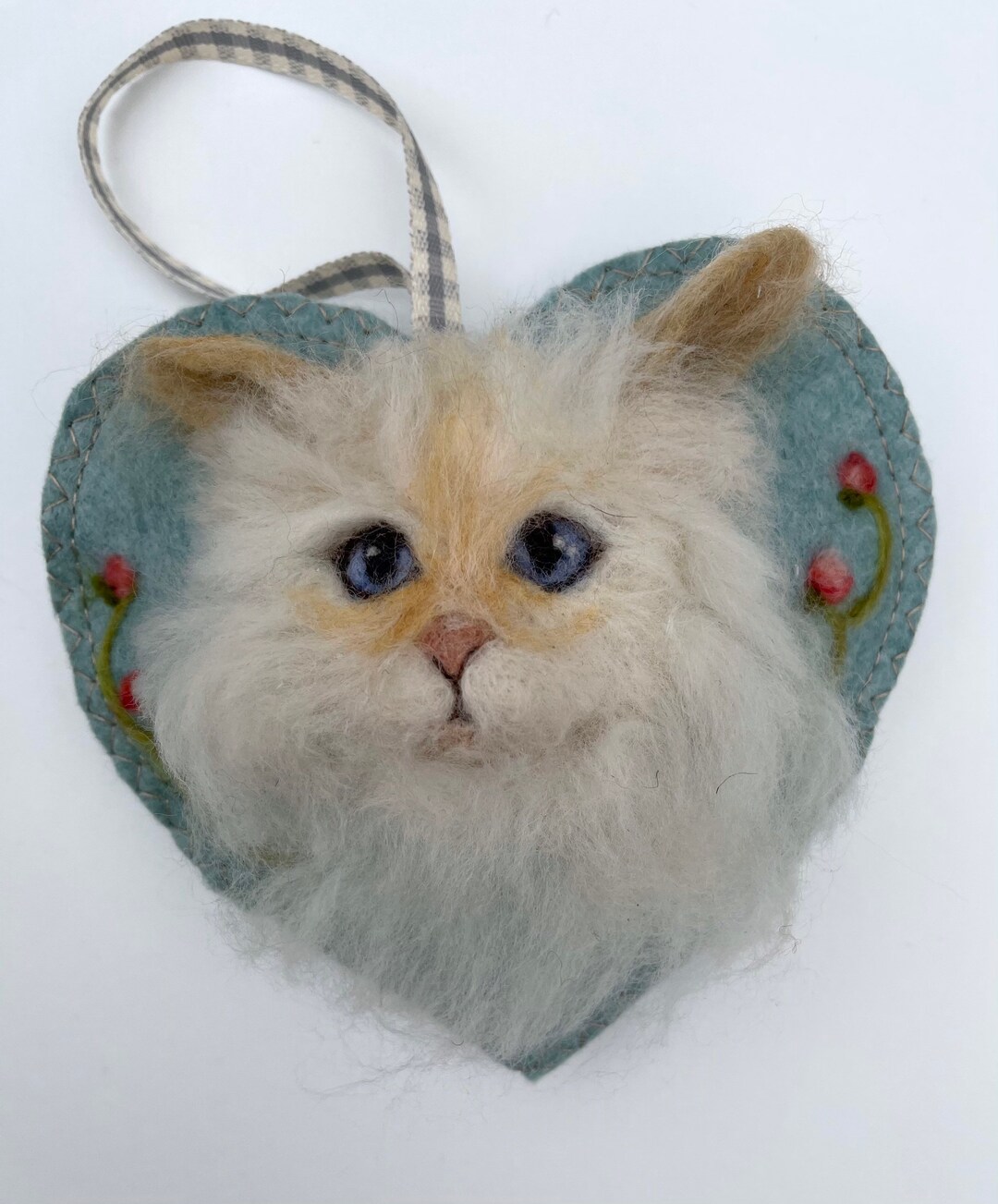 YOUR CAT Pet Portrait on a Heart Ornament Head On. Cat / Dog Etsy