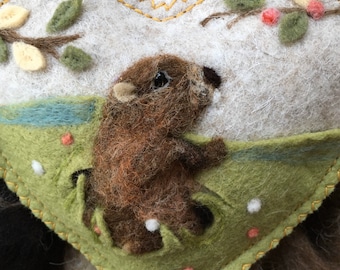 Groundhog Day needle felted decorative heart personalised spring decoration