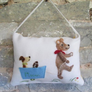 Oreiller peluche fée des dents, fée des dents personnalisée pour garçon ou fille avec motif peluche feutré à l&#39;aiguille.