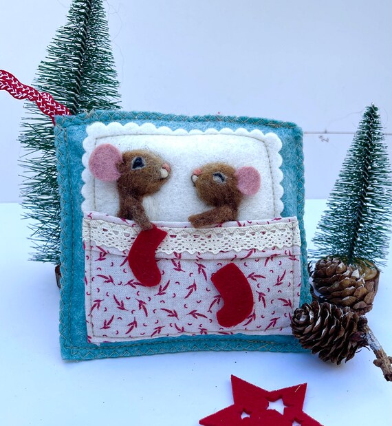 Ratones Decorativos De Fieltro Hechos A Mano – Figuras De Lana Con Diseños De Taza De Té Y Mrs. Santa, Ideales Para Navidad, Bodas Y Cumpleaños, Regalo Artesanal