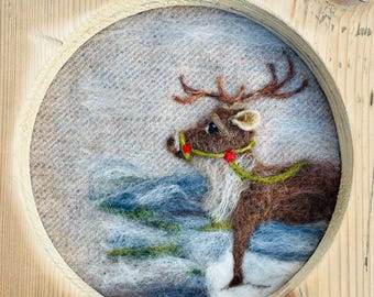 Zestaw do filcowania igłowego „Zimowa scena renifera” – ucz się z zestawami do filcowania Libertys Felterie