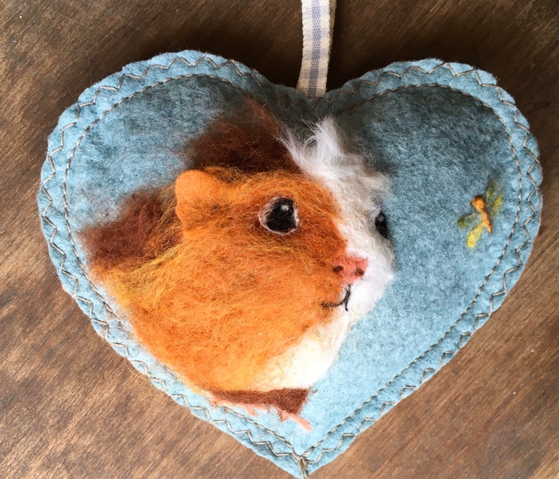 Needle Felted Guinea Pig Pet Memorial Personalised Heart Etsy