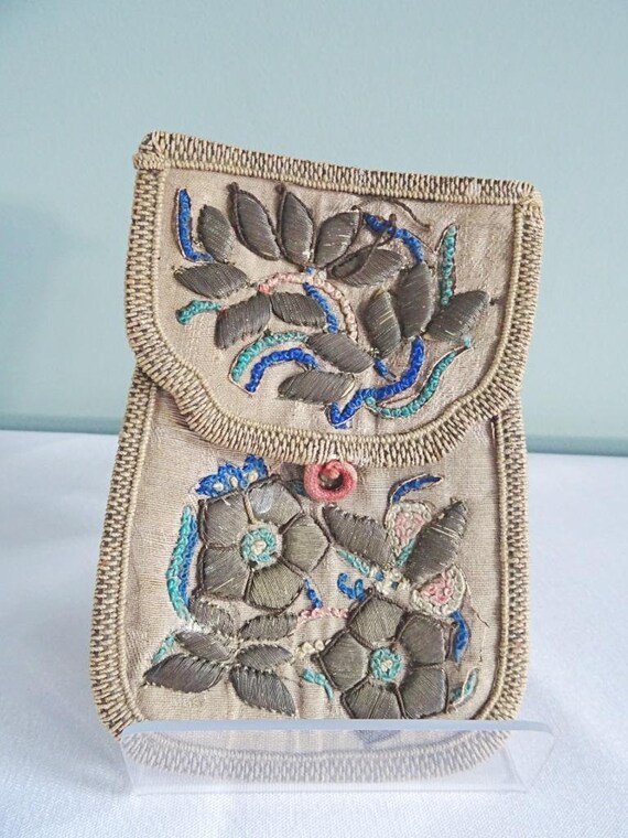 Antique Chinese Coin Belt Purse Qing Dynasty Gilt… - image 2