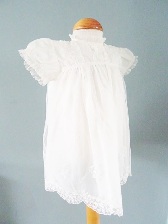 Vintage Babys Dress Gown 1930s Ivory Floral Tambo… - image 3