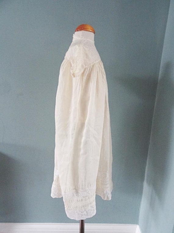 Antique Babys Dress Edwardian Girls Ivory Silk Em… - image 4