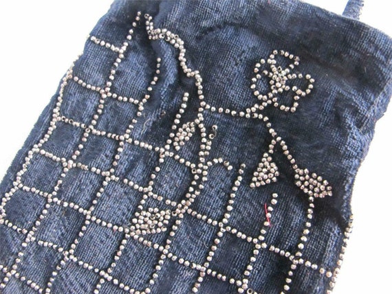 Antique Beadwork Bag Purse Reticule Victorian Nav… - image 3