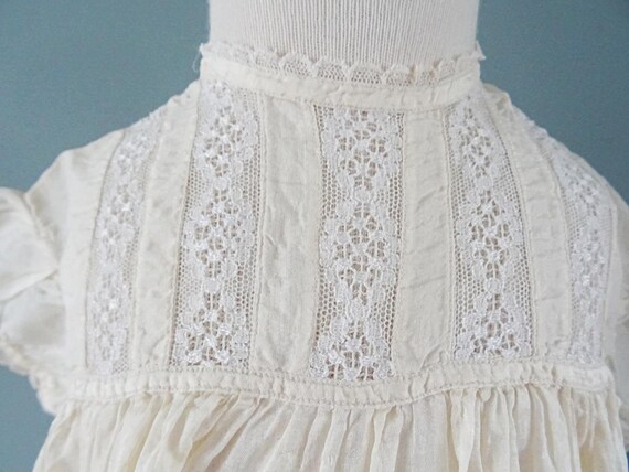 Antique Babys Dress Edwardian Girls Ivory Silk Em… - image 8