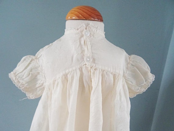 Antique Babys Dress Edwardian Girls Ivory Silk Em… - image 10