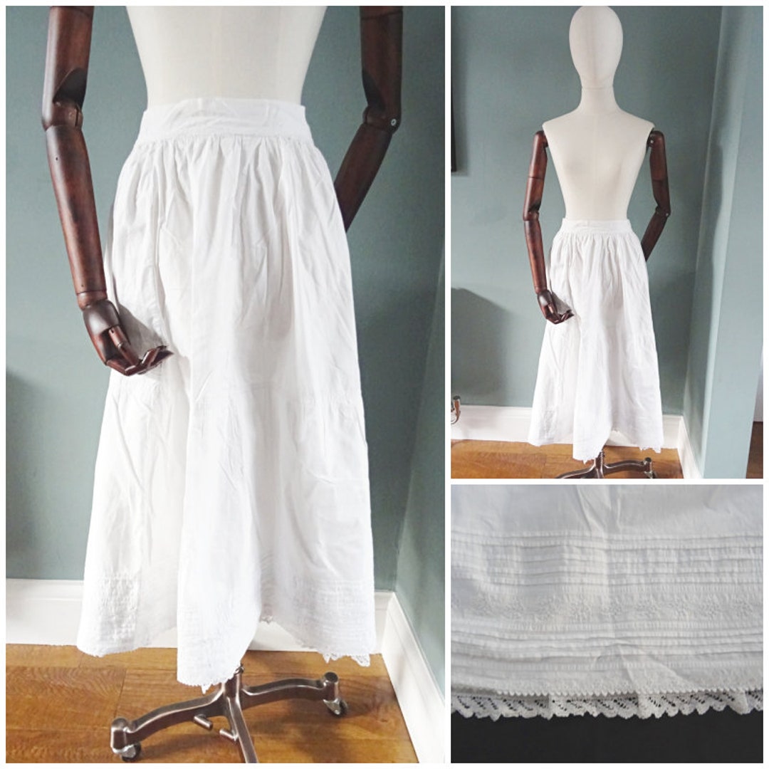 Antique Victorian Petticoat Underskirt Ladies Cotton Crochet Lace Embroidered D/L - Etsy