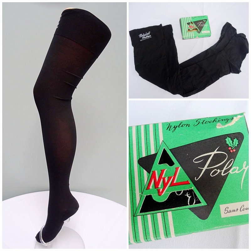 Seamless pantyhose small off black vintage tights Nylon S American USA New old 