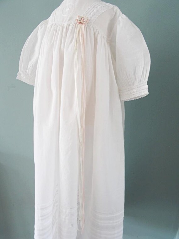 Antique Babys Dress Gown Embroidered Whitework Co… - image 7