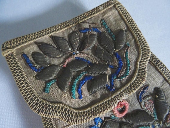 Antique Chinese Coin Belt Purse Qing Dynasty Gilt… - image 3